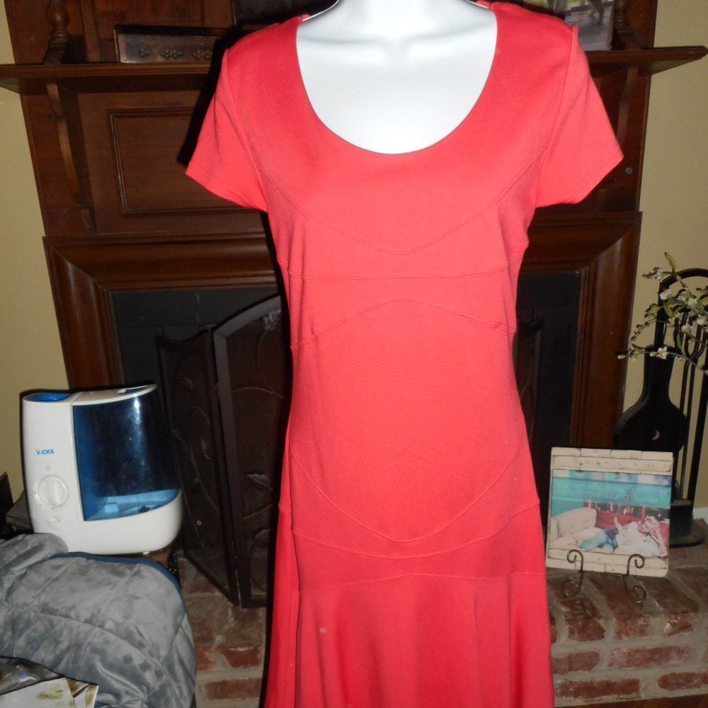 BOGO FREE, Insight Coral knit spring summer dress fit & flare, size 6